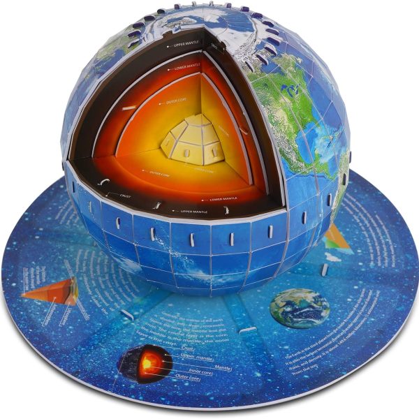 3D Puzzles for Kids Ages 8-10-12-14 Earth Globe DIY Geography Puzzle, Educational Learning Toys 3D Jigsaw World Globe Map Model Kit Teaching Aids Birthday Christmas Gift for Boys Girls, 50 Pieces