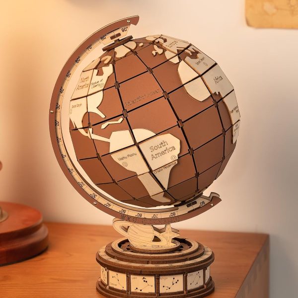 3D Puzzles Globe for Adults-Global Wonders, 3D Wooden Puzzles Model Building Creation Set for Adults, Home Decor/Creative Gifts/DIY Crafts for Teens (277PCS)